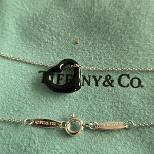Tiffany & Co Black Jade Elsa Peretti Open Heart Pendant